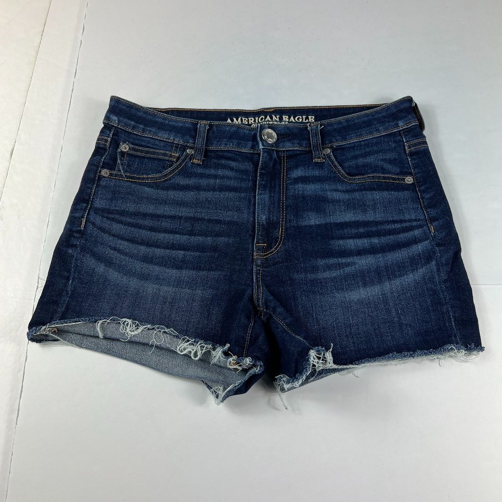 American Eagle Shorts Womens 8 Hi Rise Shortie Blue Whisker Cut Off  Denim Jorts